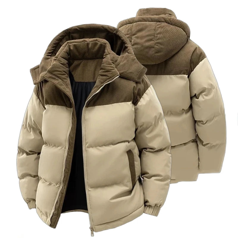 Fabrizio | Insulated Puffer Jacket with Contrast Stand Collar and Covered Zip