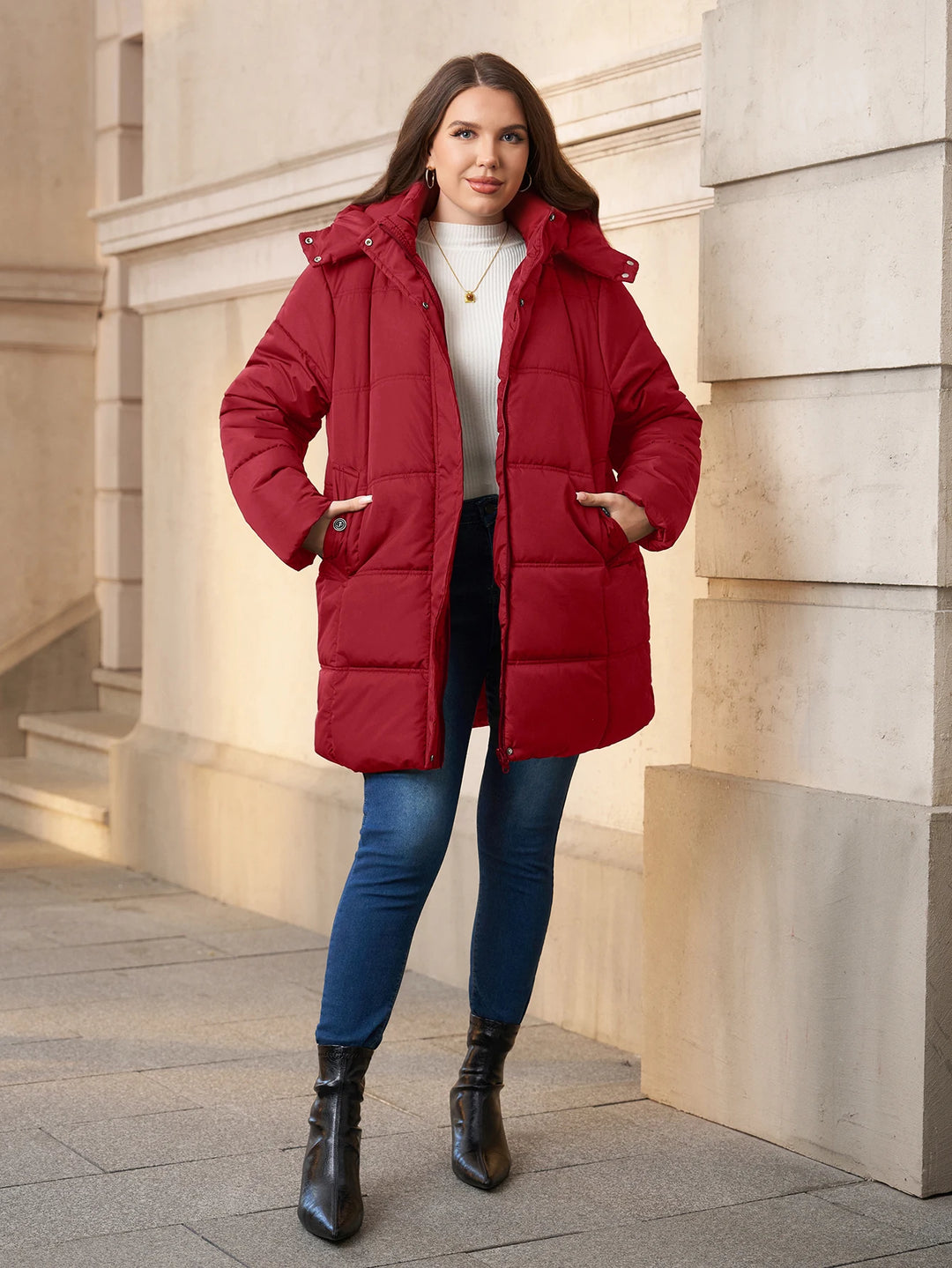 Donatella | Insulated Puffer Coat with Detachable Hood and Zip Closure