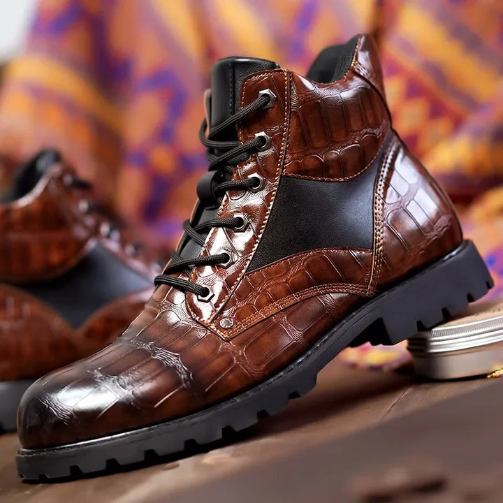 Isaac™ - Bottines Chelsea élégantes en cuir de crocodile