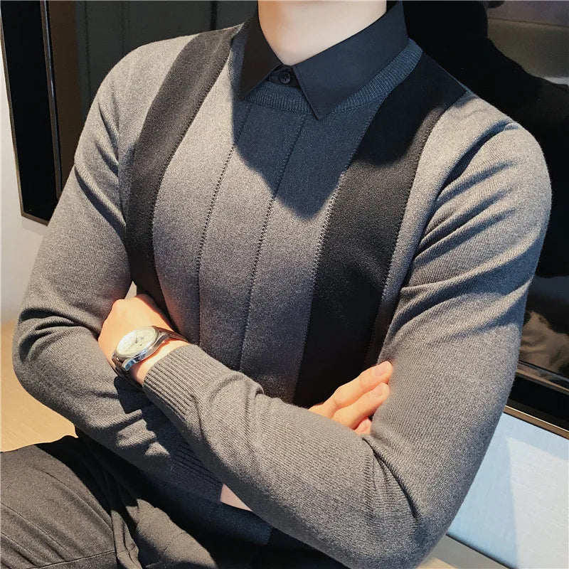 Elijah™ - Pull classique rayé tricoté