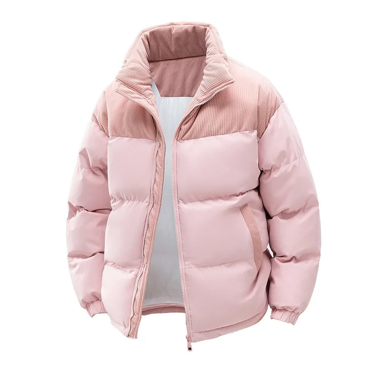 Fabrizio | Insulated Puffer Jacket with Contrast Stand Collar and Covered Zip