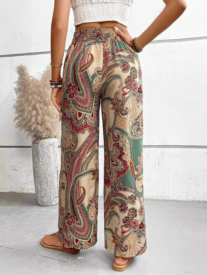 Olivia™ - Pantalon large vintage imprimé