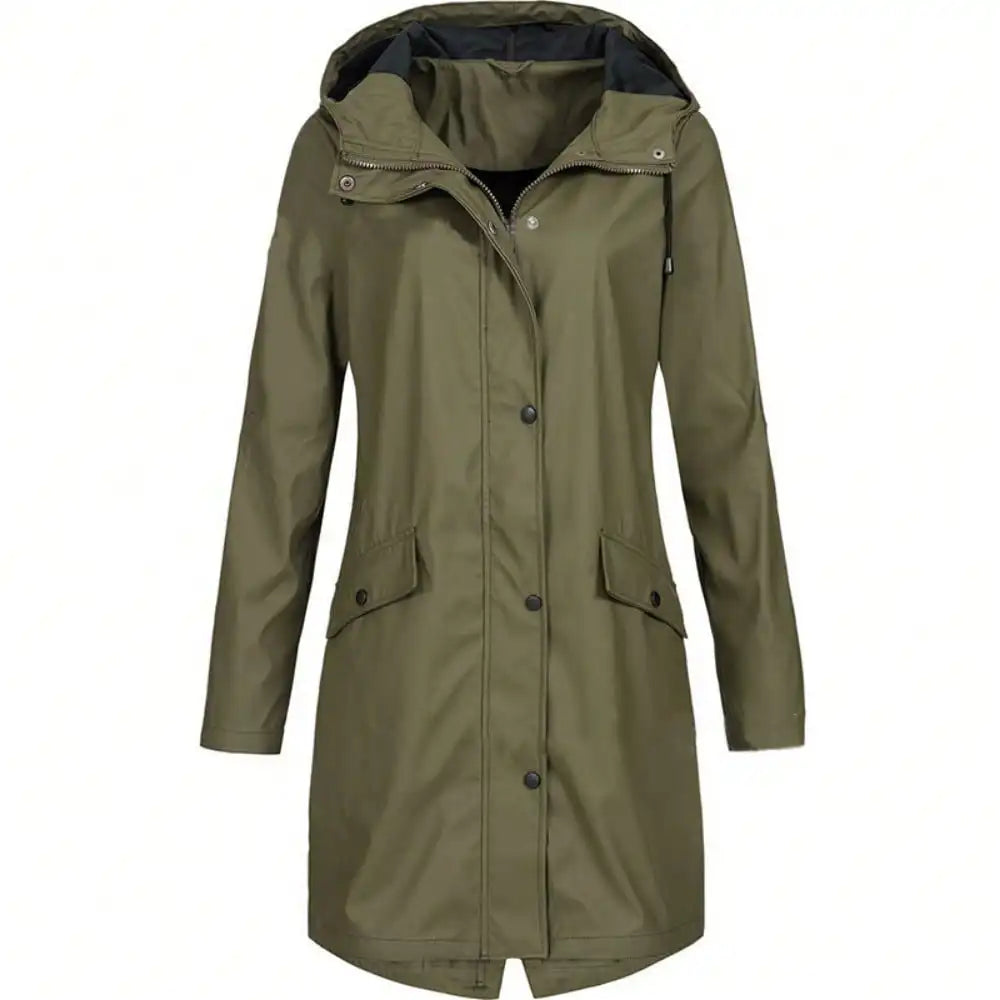 Thalassa | Robuste mittellange Regenjacke mit verstellbarer Kapuze und Pattentaschen