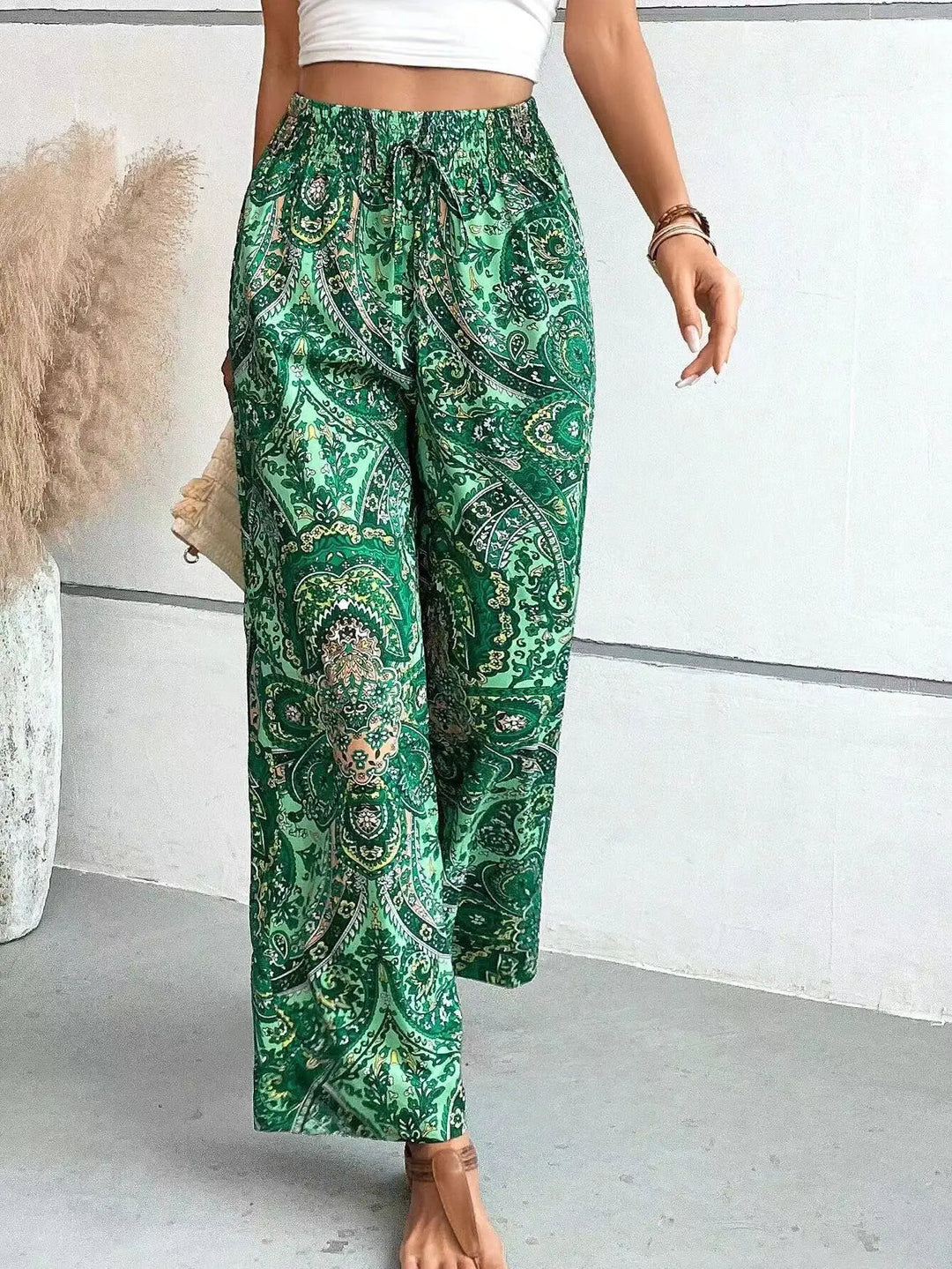Olivia™ - Pantalon large vintage imprimé