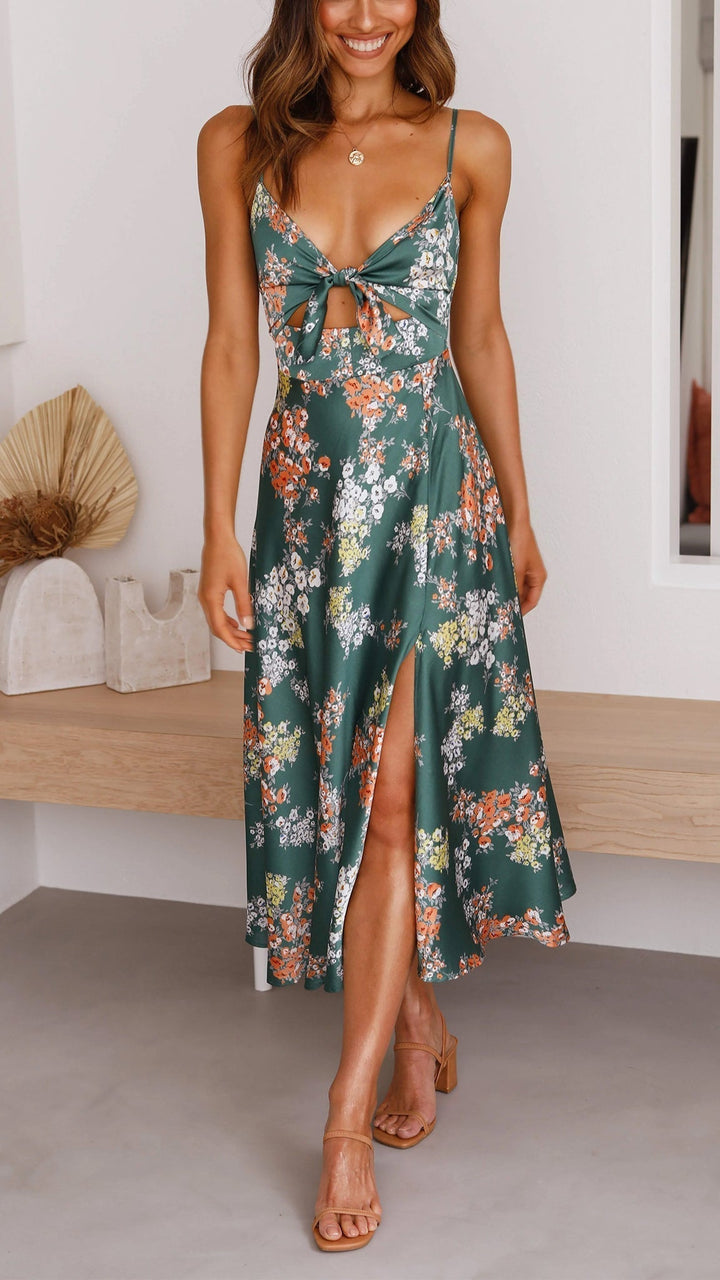 ROBE FLORALE EN SATIN