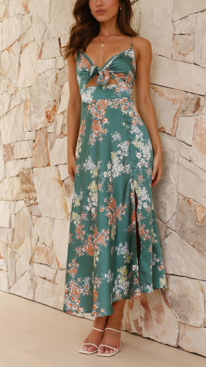 ROBE FLORALE EN SATIN