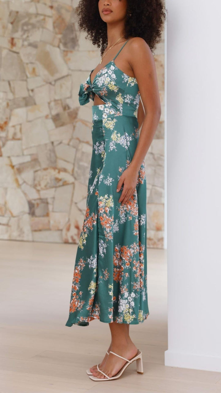 ROBE FLORALE EN SATIN