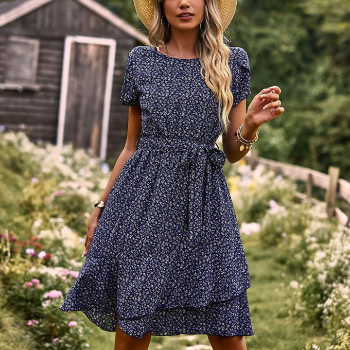 Scarlett™ - Robe plissée florale décontractée