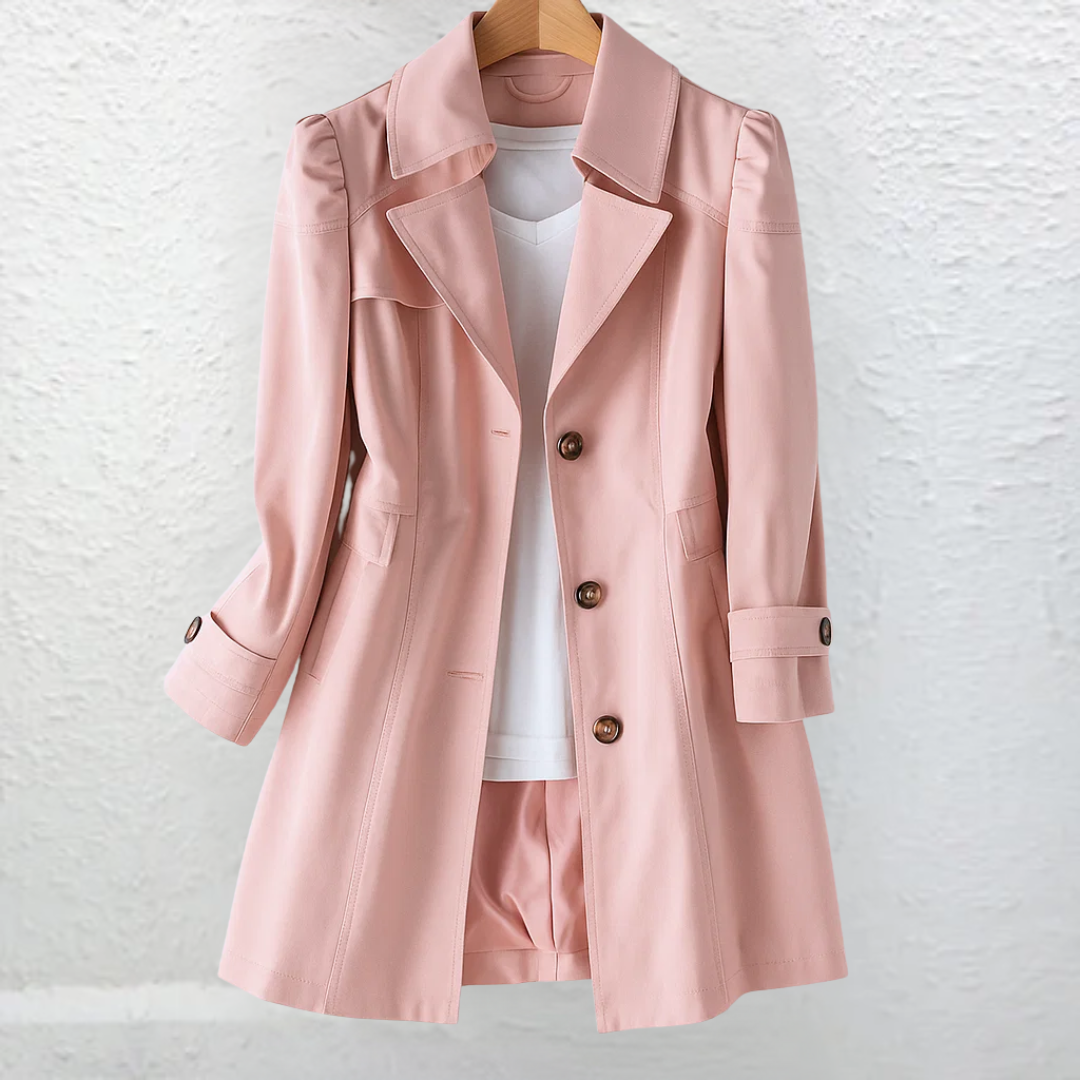 Women's Long Trenchcoat Button Front Tailored Outerwear