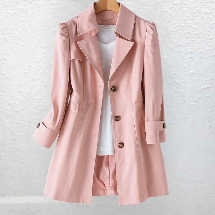 Women's Long Trenchcoat Button Front Tailored Outerwear