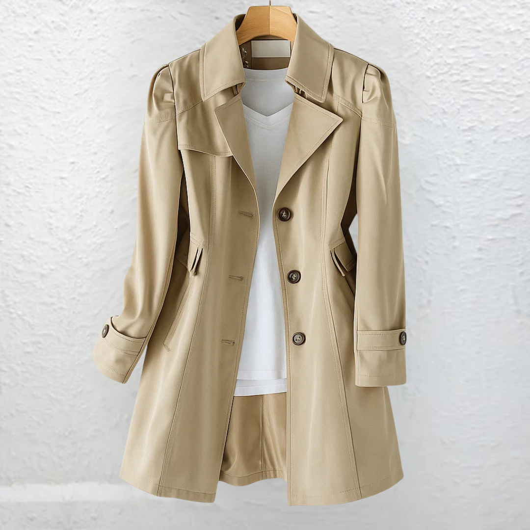 Women's Long Trenchcoat Button Front Tailored Outerwear