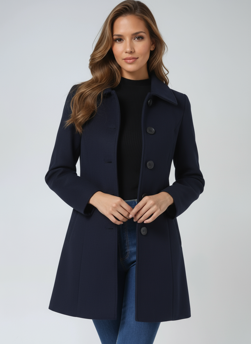 Women's Trenchcoat Fitted Button Closure Structured Collar Workwear