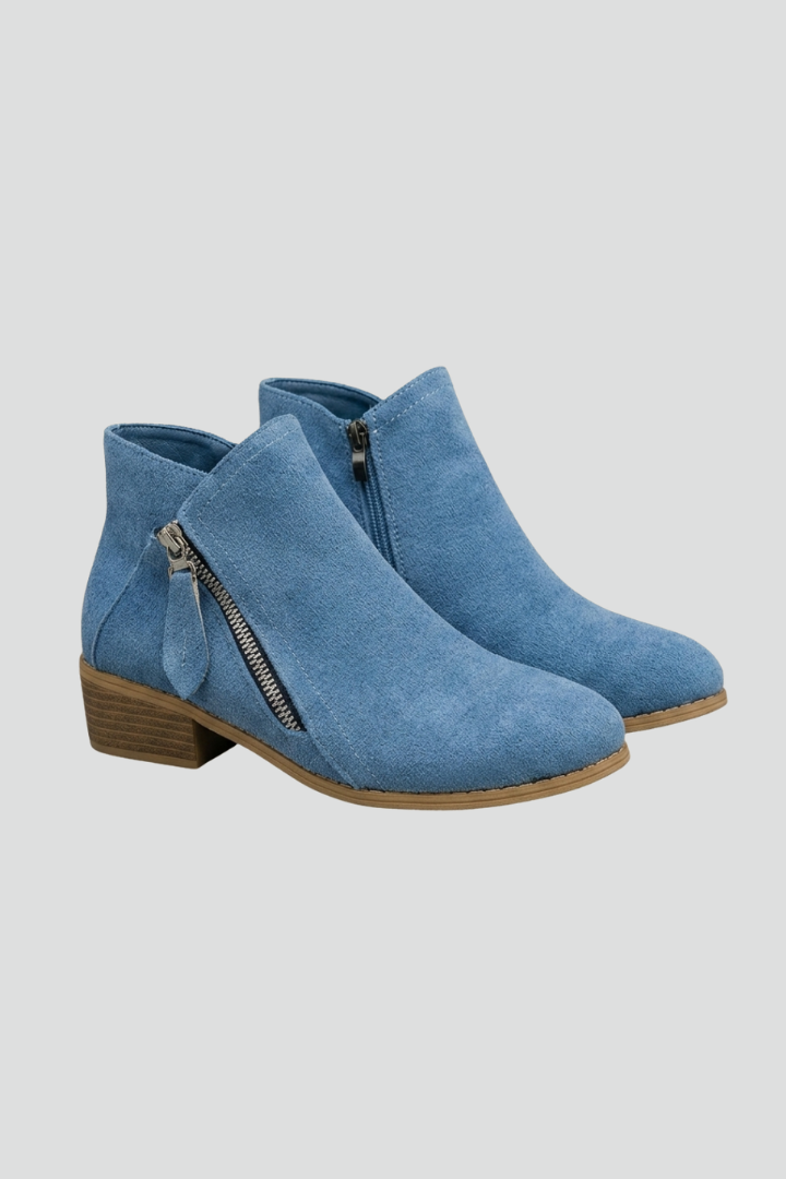 Sylvie | Classic Ankle Boots with Side Zipper and Textured Upper