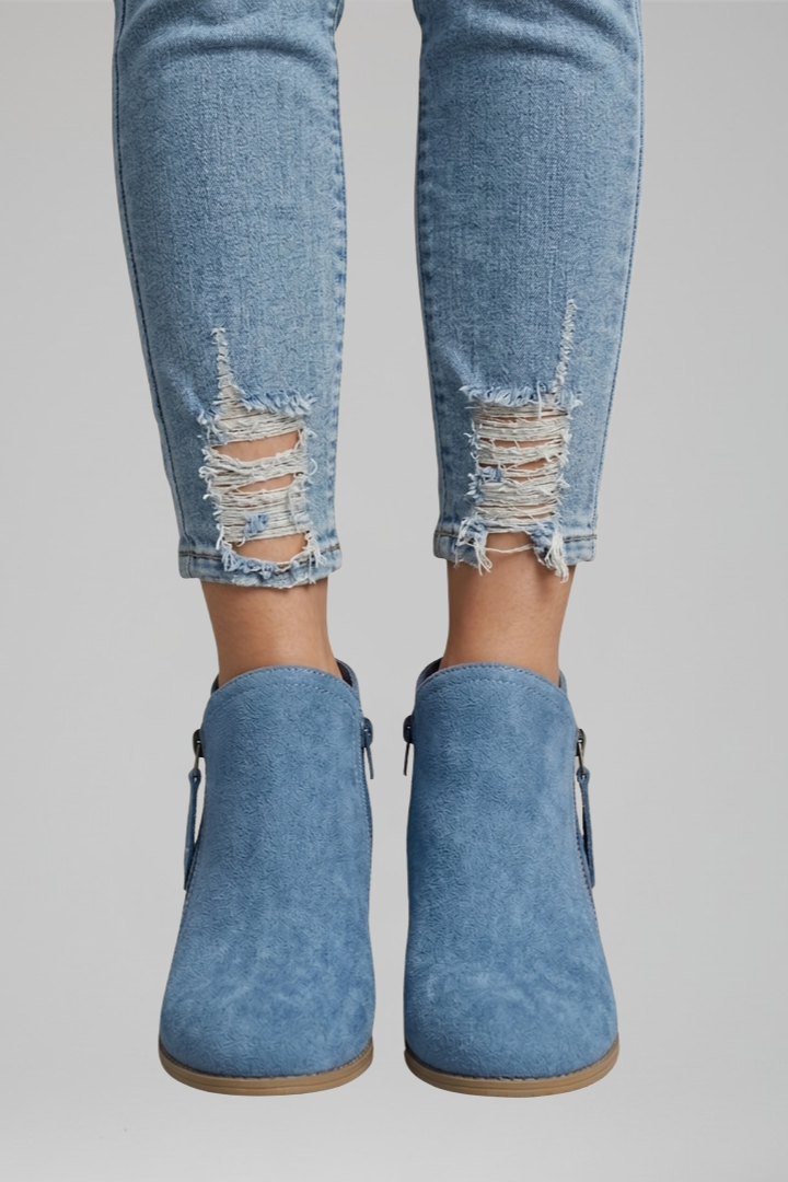 Sylvie | Classic Ankle Boots with Side Zipper and Textured Upper