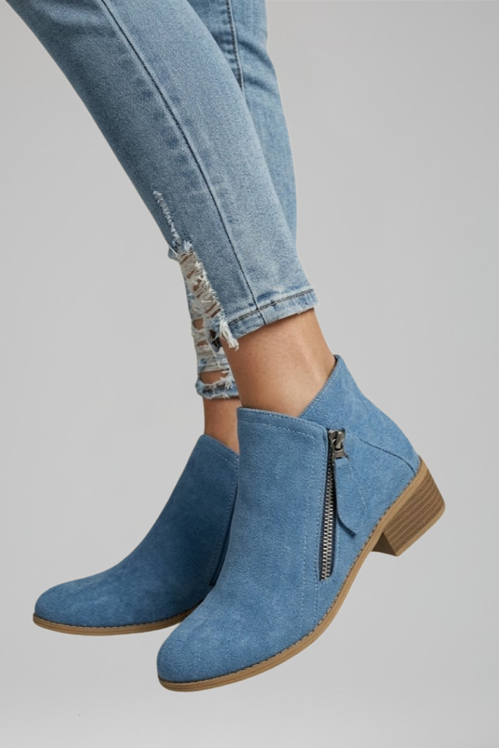 Sylvie | Classic Ankle Boots with Side Zipper and Textured Upper