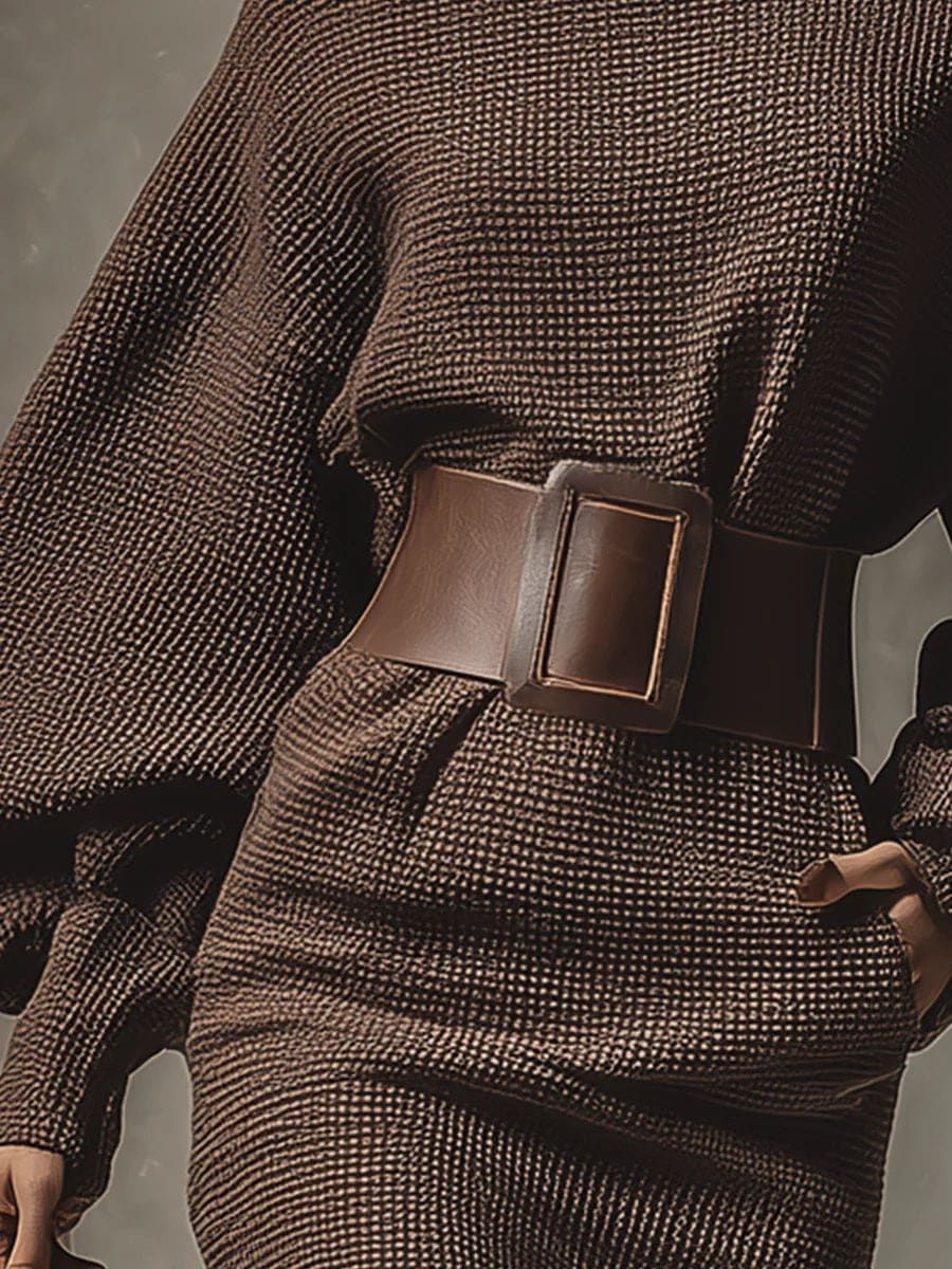 CLÉA | Robe courte en maille avec ceinture structurée