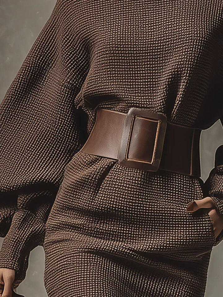 CLÉA | Robe courte en maille avec ceinture structurée