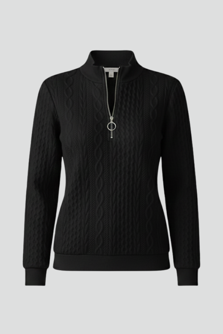 Eloise | Structured Zip-Neck Jumper with Cable Knit Texture Detail