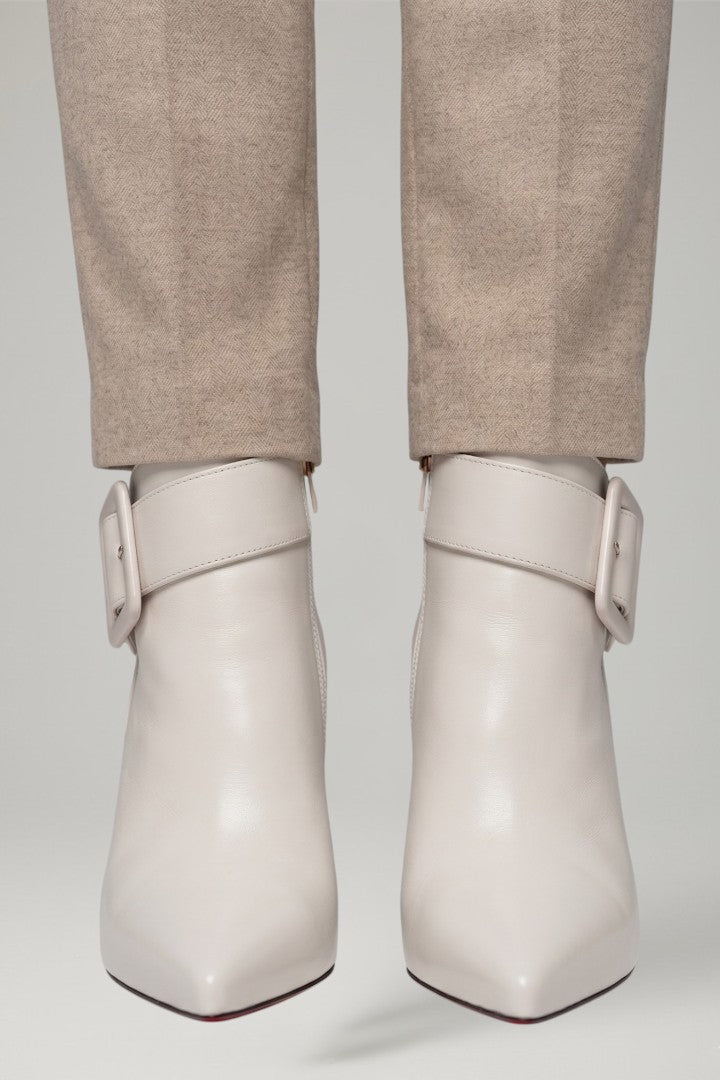Renata | Structured Leather Ankle Boots with Buckle and Zip Detail