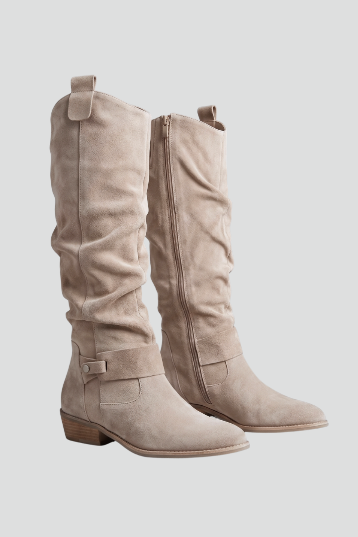 Vanessa | Supportive Knee-High Boots with Side Zipper and Low Block Heel