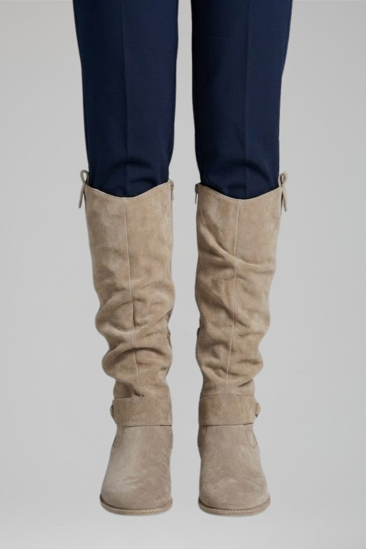 Bridget | Effortless Women's Knee-High Boots with Side Zipper and Block Heel