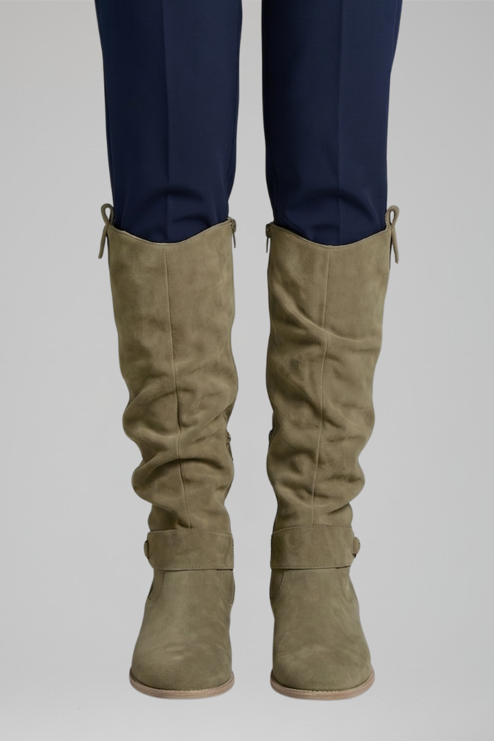 Vanessa | Supportive Knee-High Boots with Side Zipper and Low Block Heel
