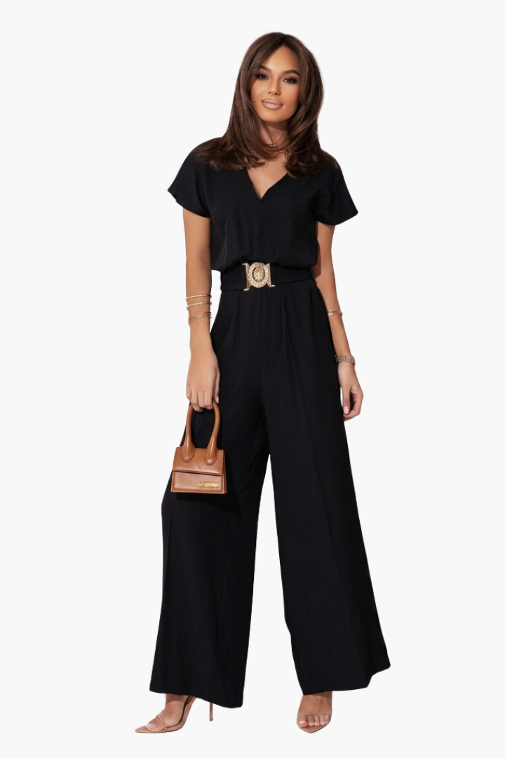 Lorna | Combinaison jambes larges sans effort, avec encolure en V et ceinture à boucle