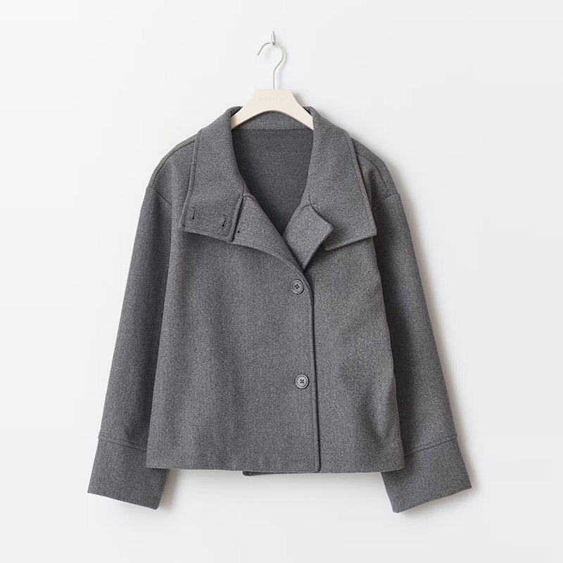Thea | Relaxed Women's Wool Coat with Button Closure and High Neckline
