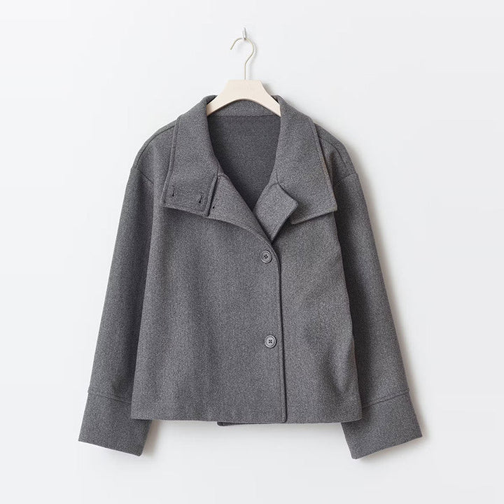 Thea | Relaxed Women's Wool Coat with Button Closure and High Neckline