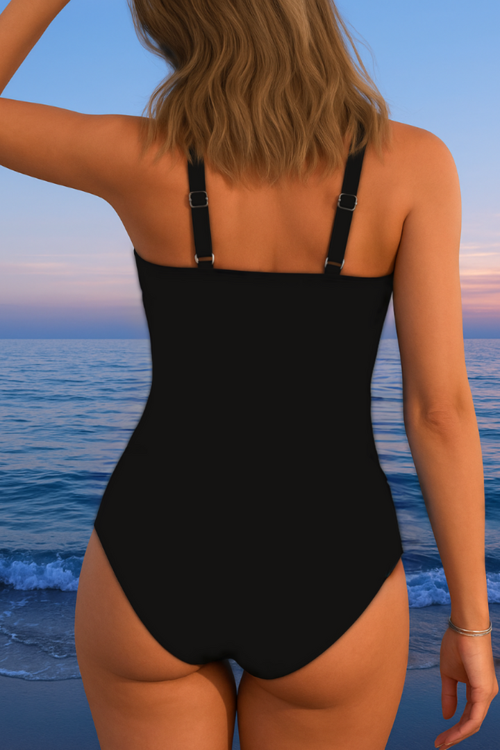 Surplice Swimsuit with Colorful Pattern