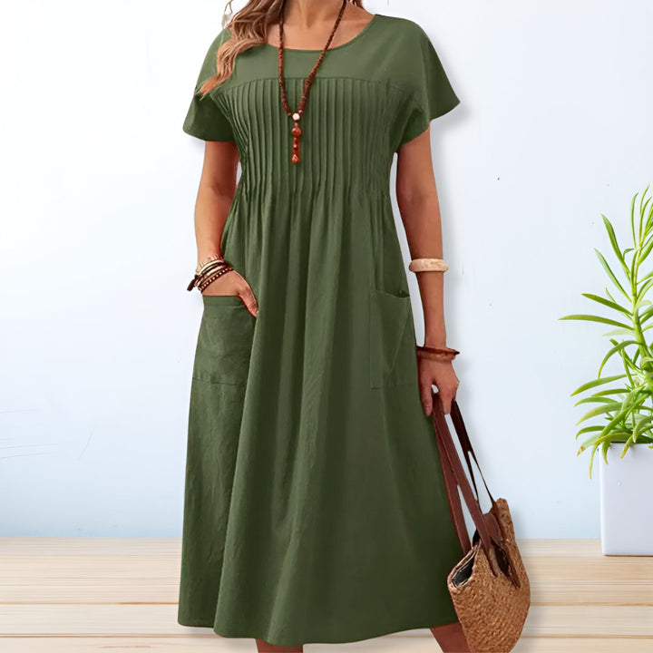 Leonie | Robe midi plissée avec poches