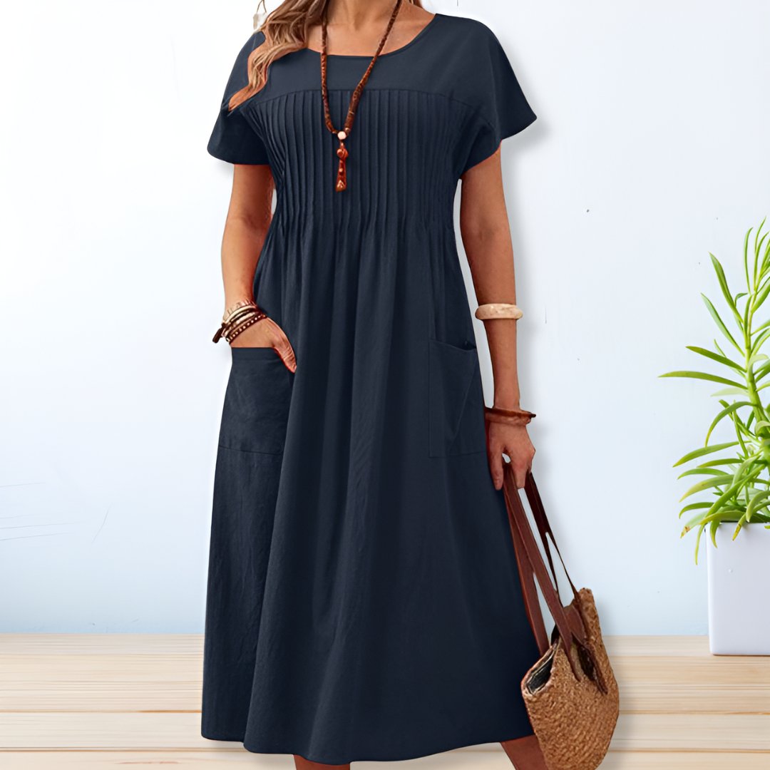 Leonie | Robe midi plissée avec poches