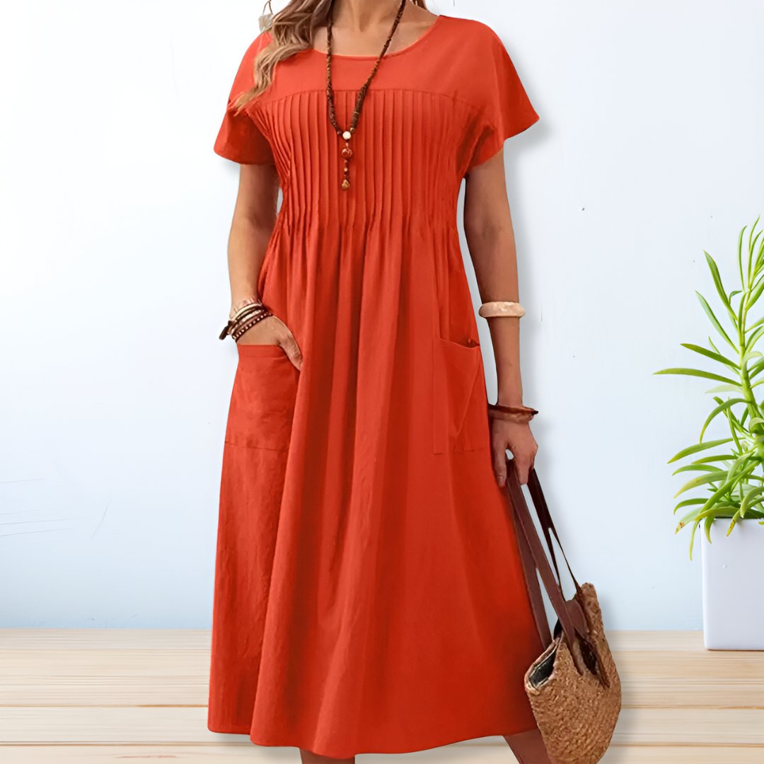 Leonie | Robe midi plissée avec poches
