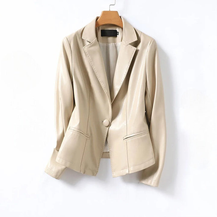 Blazer en cuir véritable en peau d'agneau, veste ajustée  
