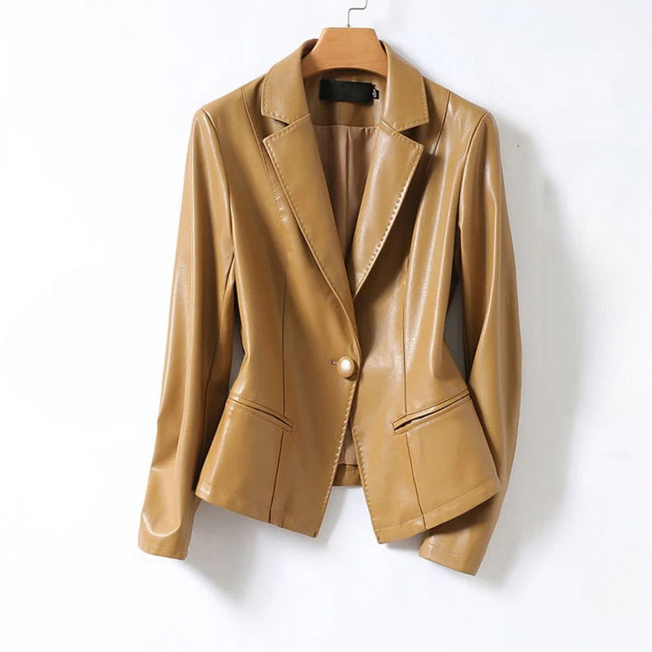 Blazer en cuir véritable en peau d'agneau, veste ajustée  