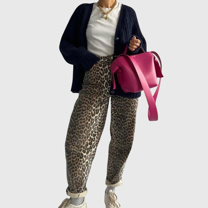 Chandra - Jean vintage imprimé léopard