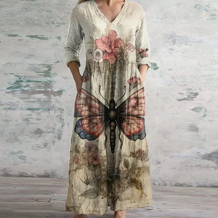 Kirsten | Robe maxi florale à col en V