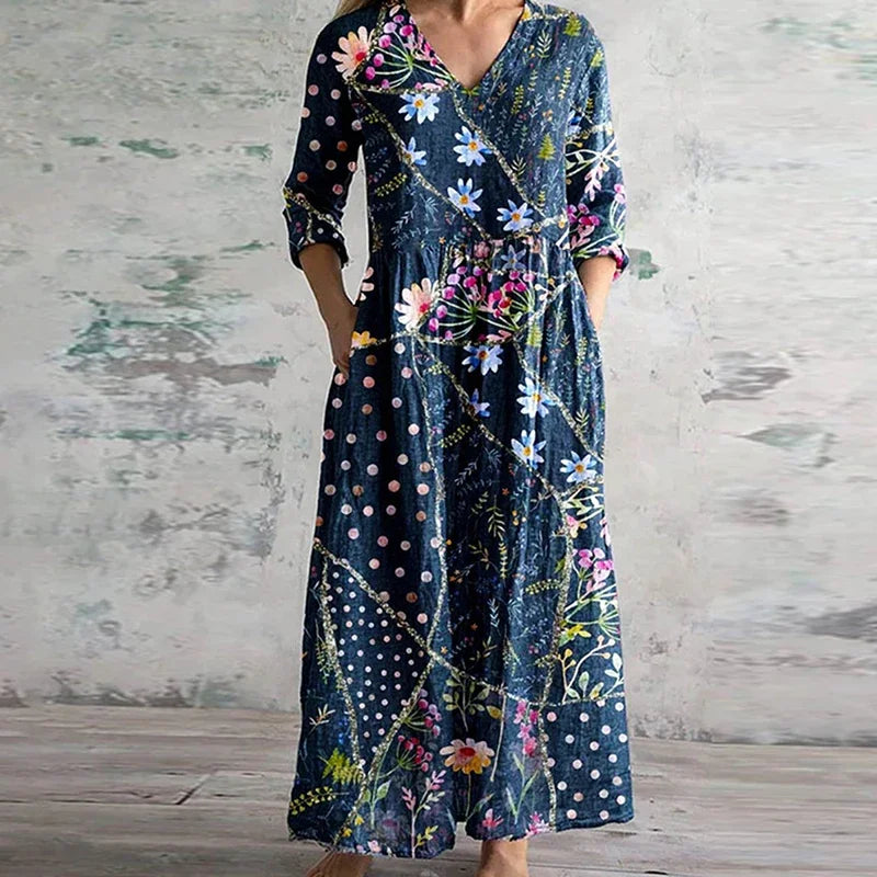 Kirsten | Robe maxi florale à col en V