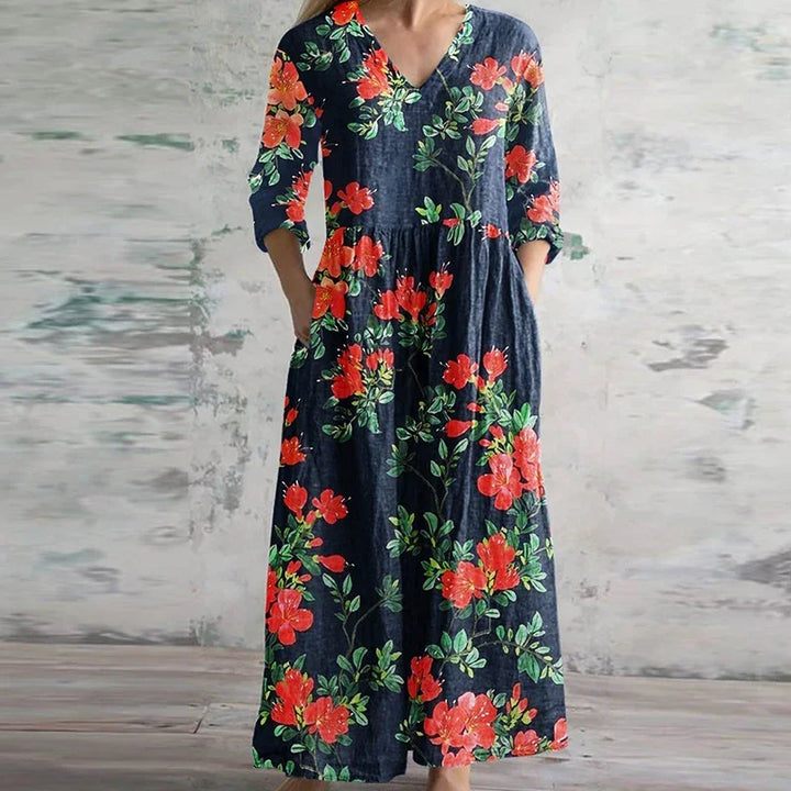 Kirsten | Robe maxi florale à col en V