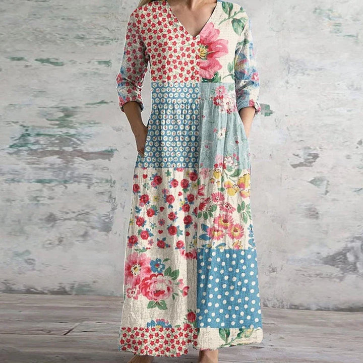 Kirsten | Robe maxi florale à col en V