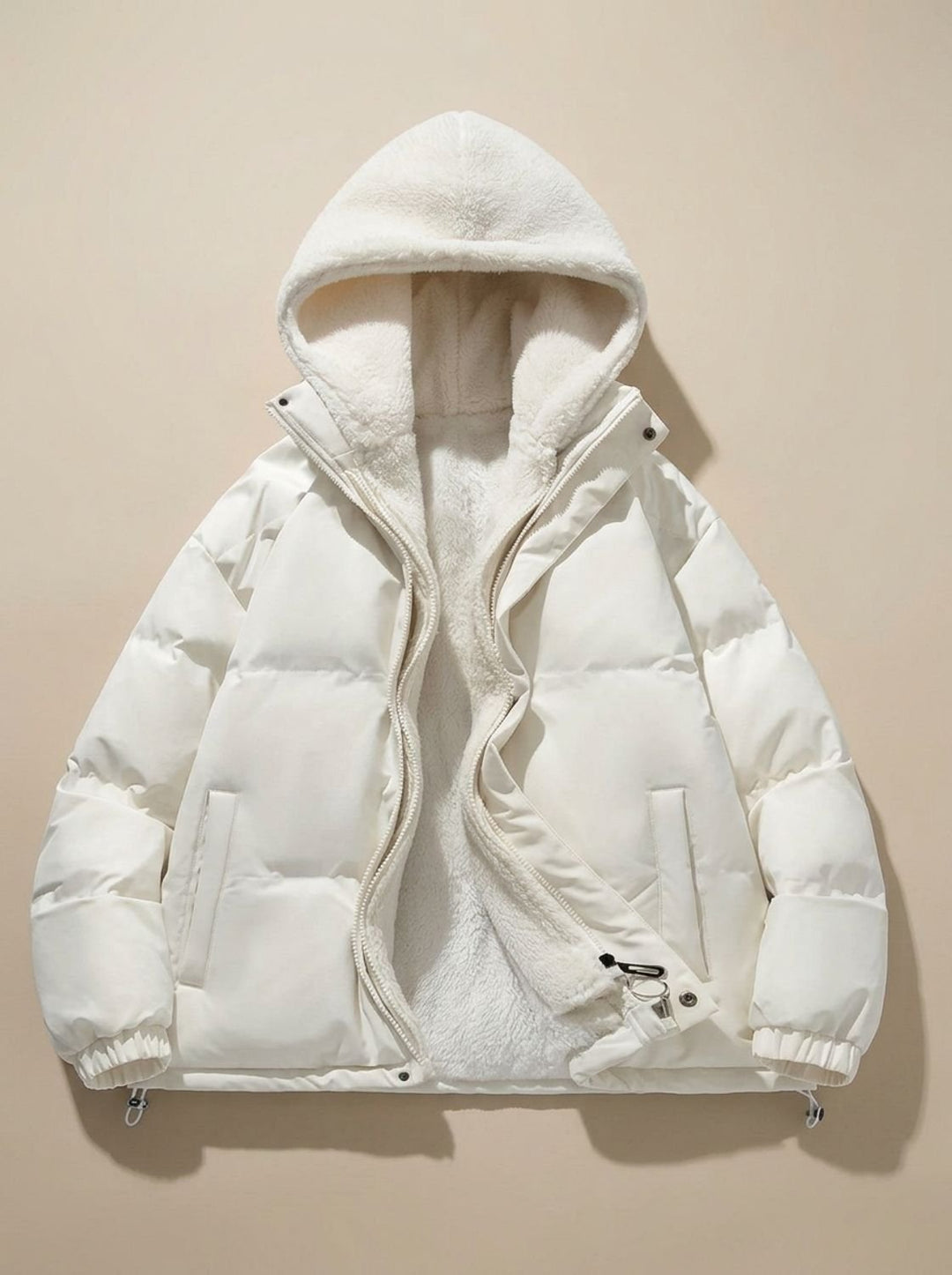 Lucienne | Cozy Hooded Down Jacket with Sherpa Fleece Lining and Quilted Exterior