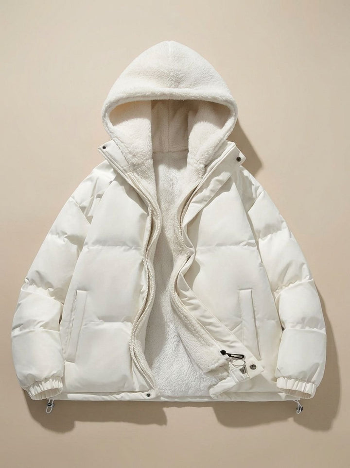 Lucienne | Cozy Hooded Down Jacket with Sherpa Fleece Lining and Quilted Exterior