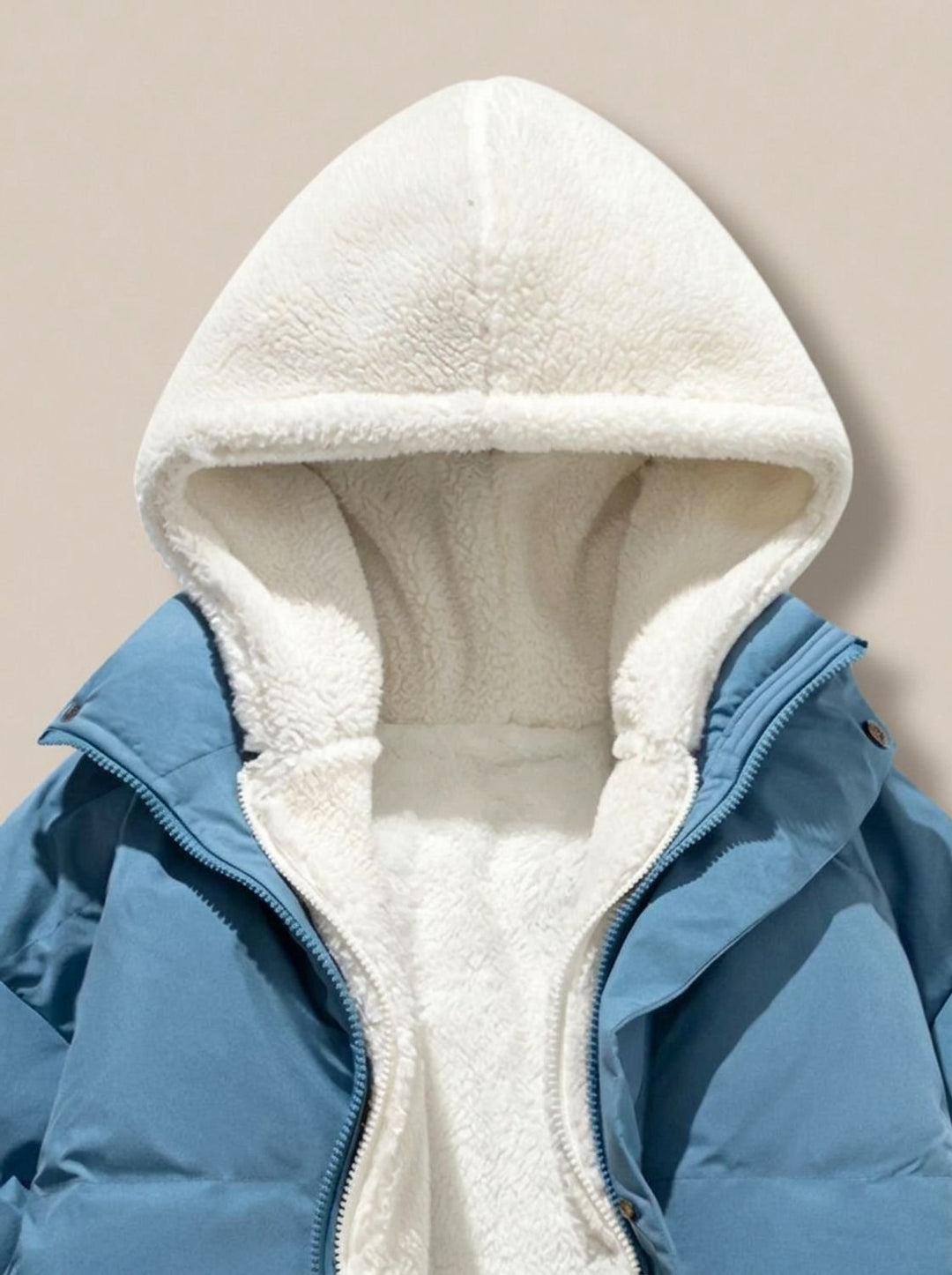 Lucienne | Cozy Hooded Down Jacket with Sherpa Fleece Lining and Quilted Exterior