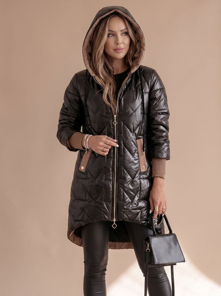 Erna | Classic Long Coat with Hooded Design and Thick Lining