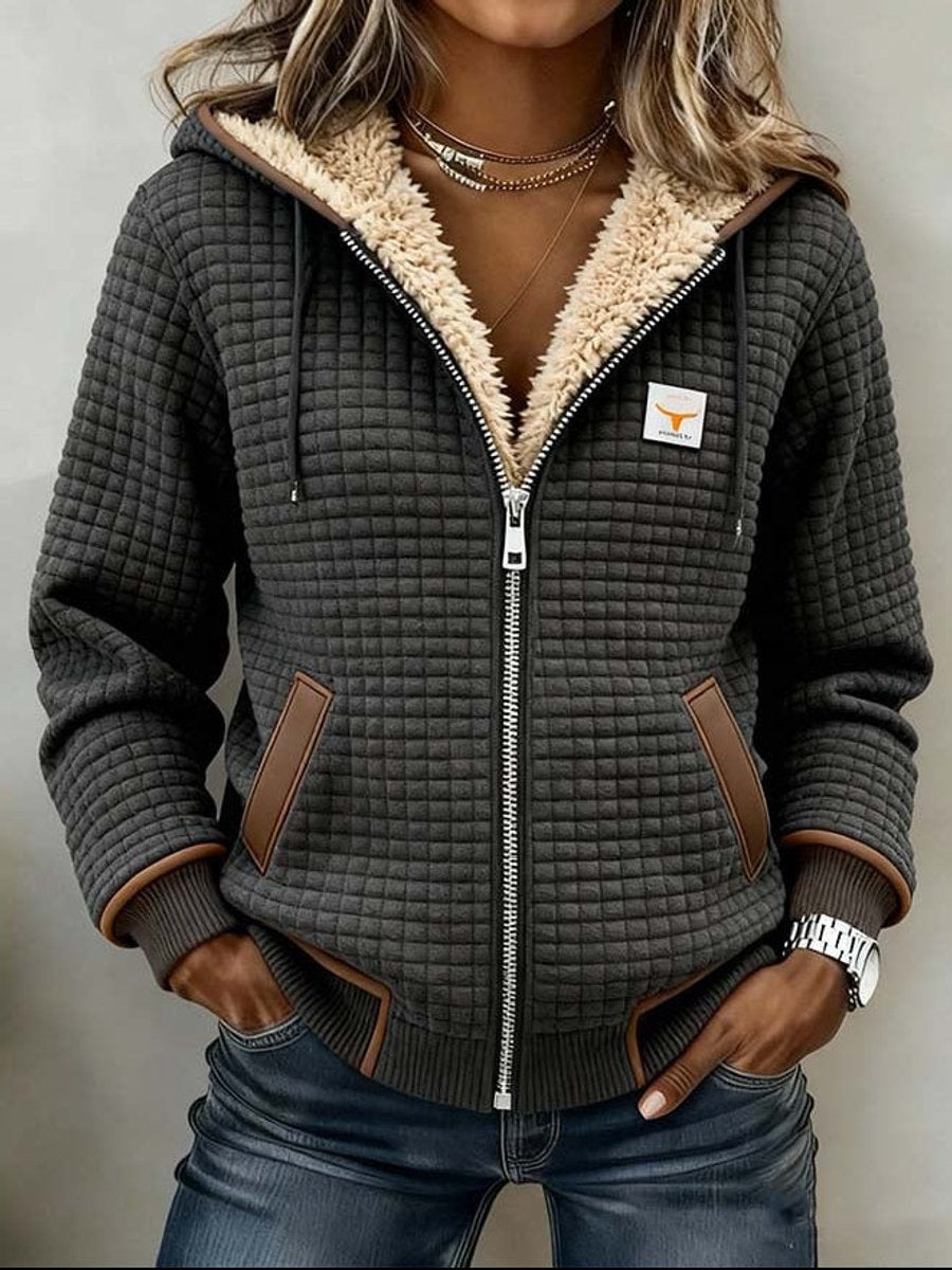 Evangeline | Wind-Resistant Quilted Jacket with Fleece Lining and Full-Length Zipper