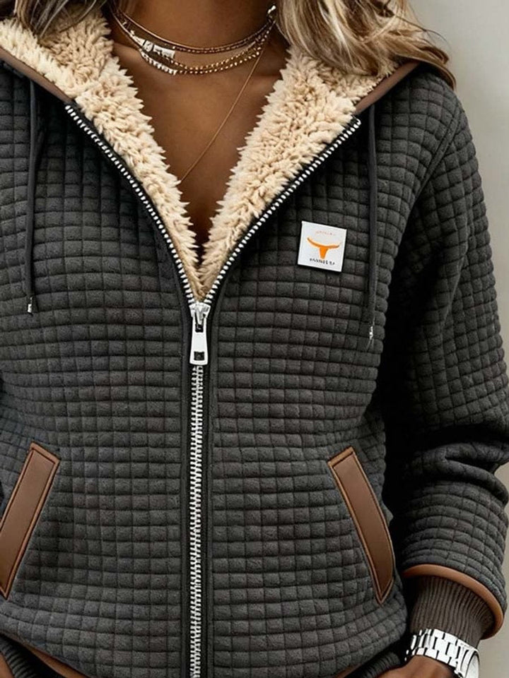 Evangeline | Wind-Resistant Quilted Jacket with Fleece Lining and Full-Length Zipper