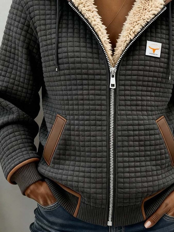 Evangeline | Wind-Resistant Quilted Jacket with Fleece Lining and Full-Length Zipper