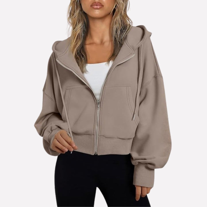 Ava | Sweat à capuche décontracté zippé avec cordon de serrage et fermeture éclair à l’avant