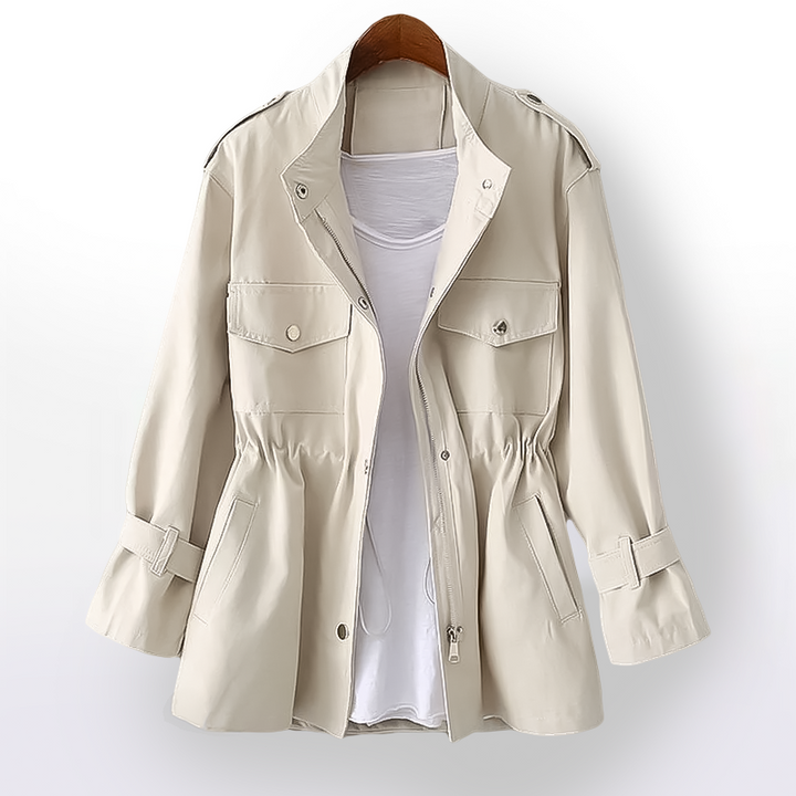 Women's Casual Lightweight Trenchcoat Zip Utility Outerwear