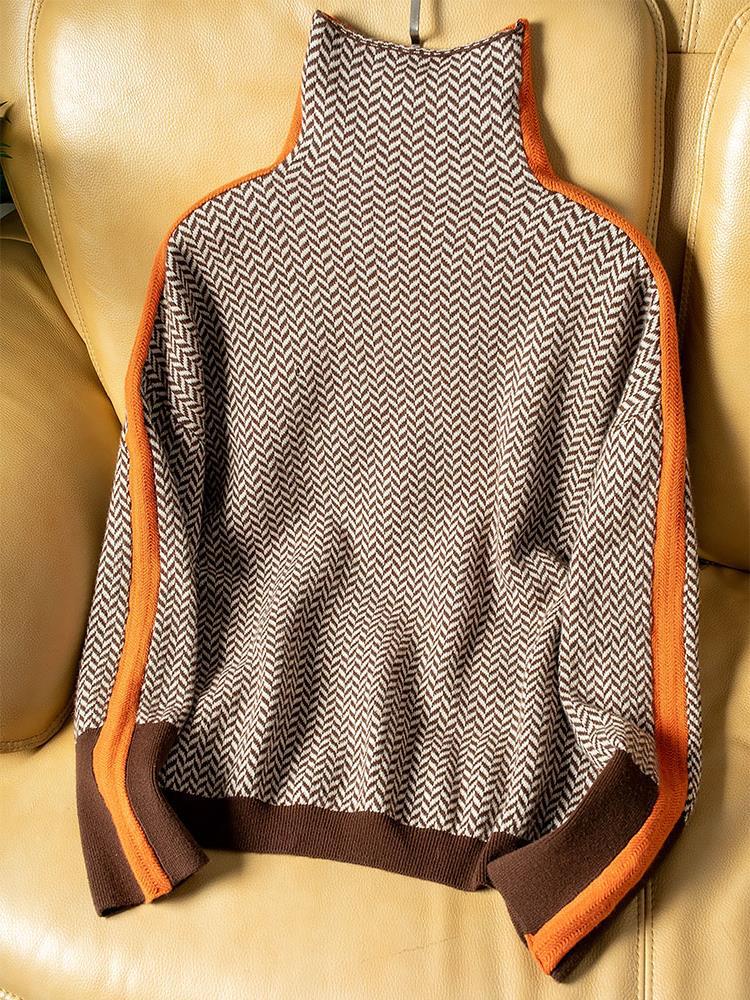 Pull à col montant Amara | avec détails de manches contrastés et coupe décontractée